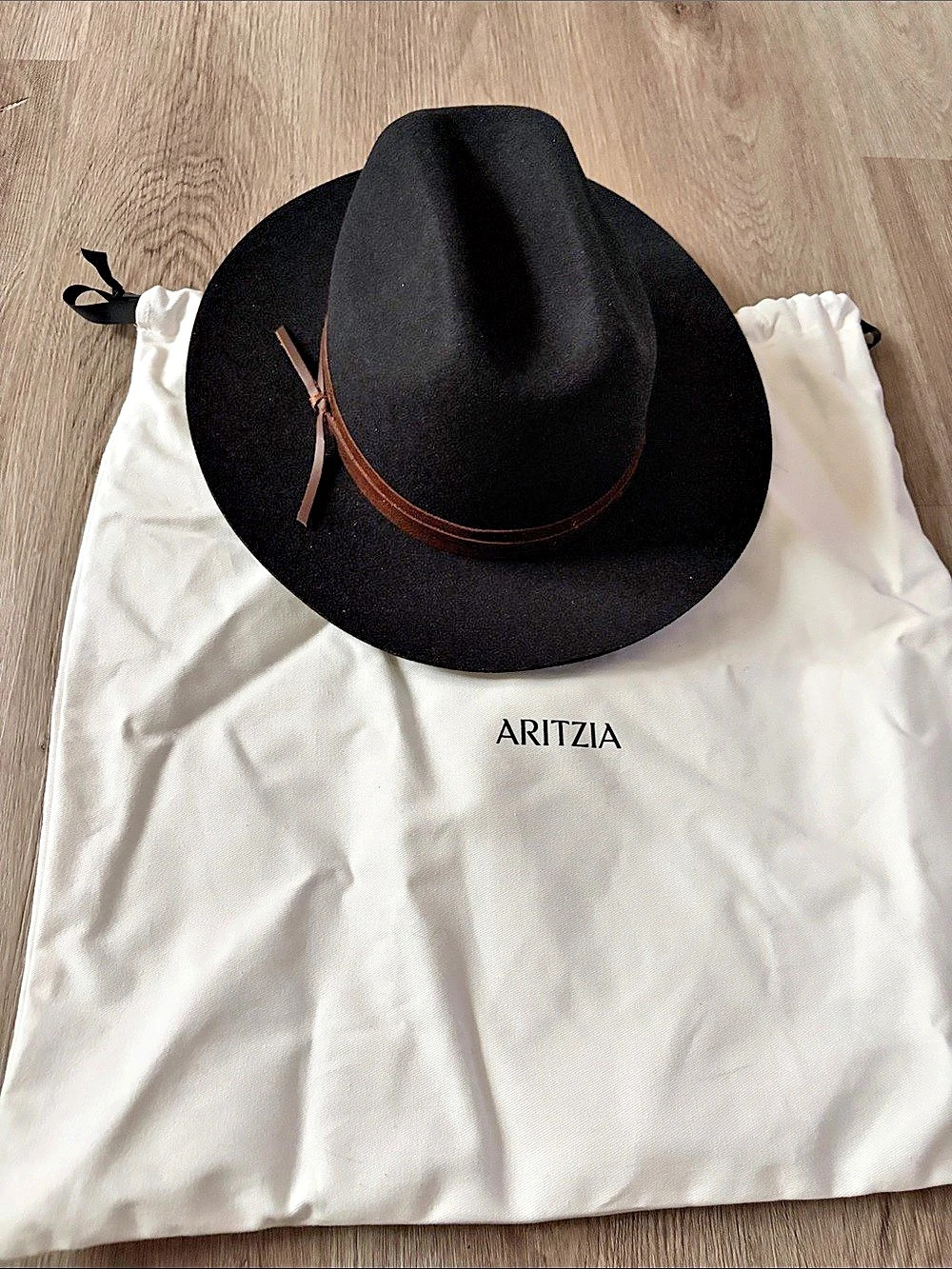 Aritzia Journey Hat Black & Brown Felt Fedora